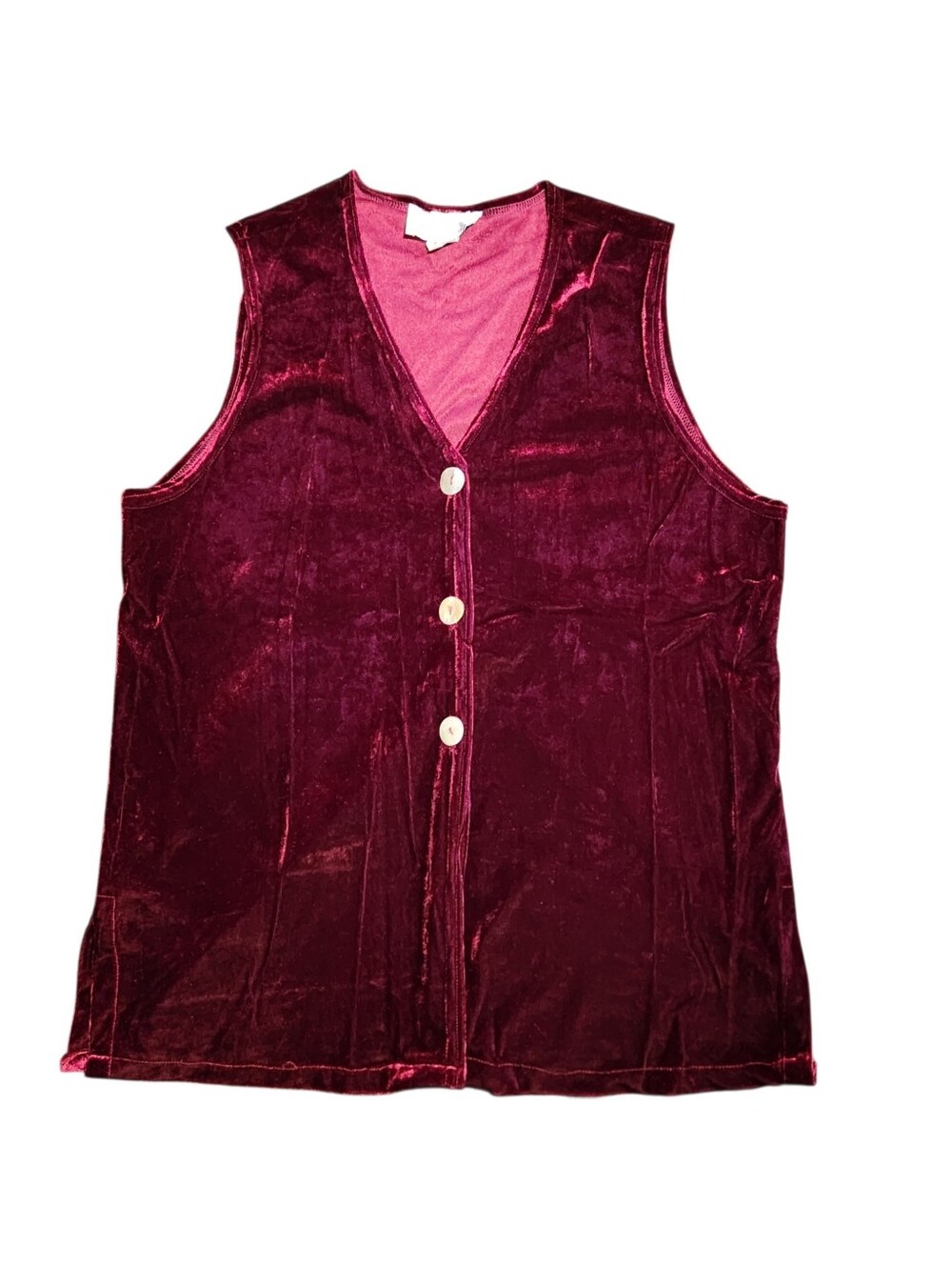 Petite Impressions Womens Medium Red Wine Velvet Vest Button Goth Fairy Whimsy